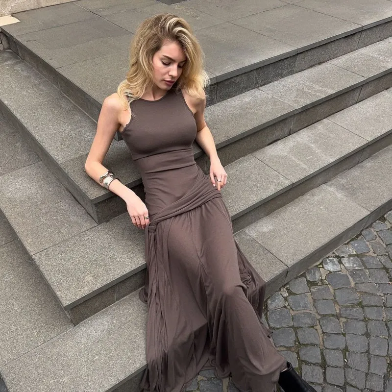 Aarna Pleated Splicing Maxi Dress