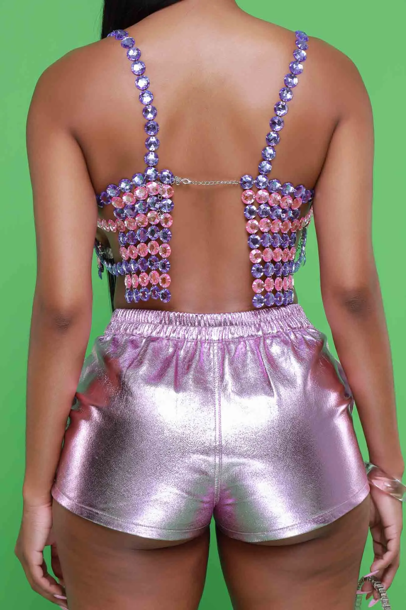 Add A Little Spice Beaded Chandelier Top - Pink/Purple