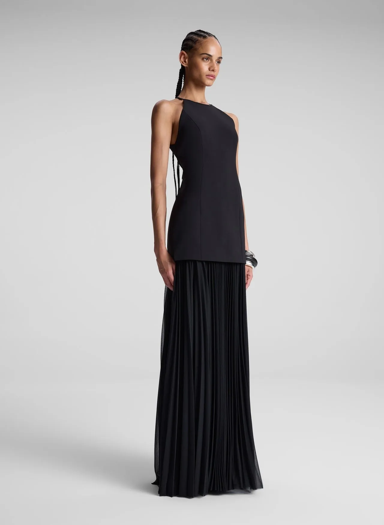 A.L.C. Lana Pleated Maxi Dress in Black