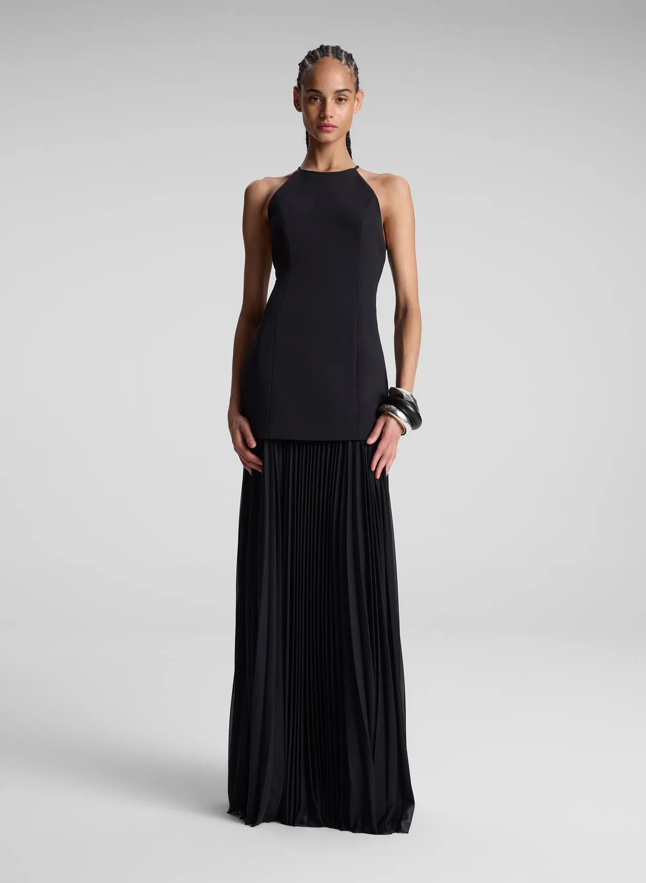 A.L.C. Lana Pleated Maxi Dress in Black