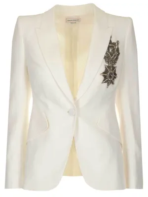 Alexander McQueen Crystal Embellished Structured Blazer