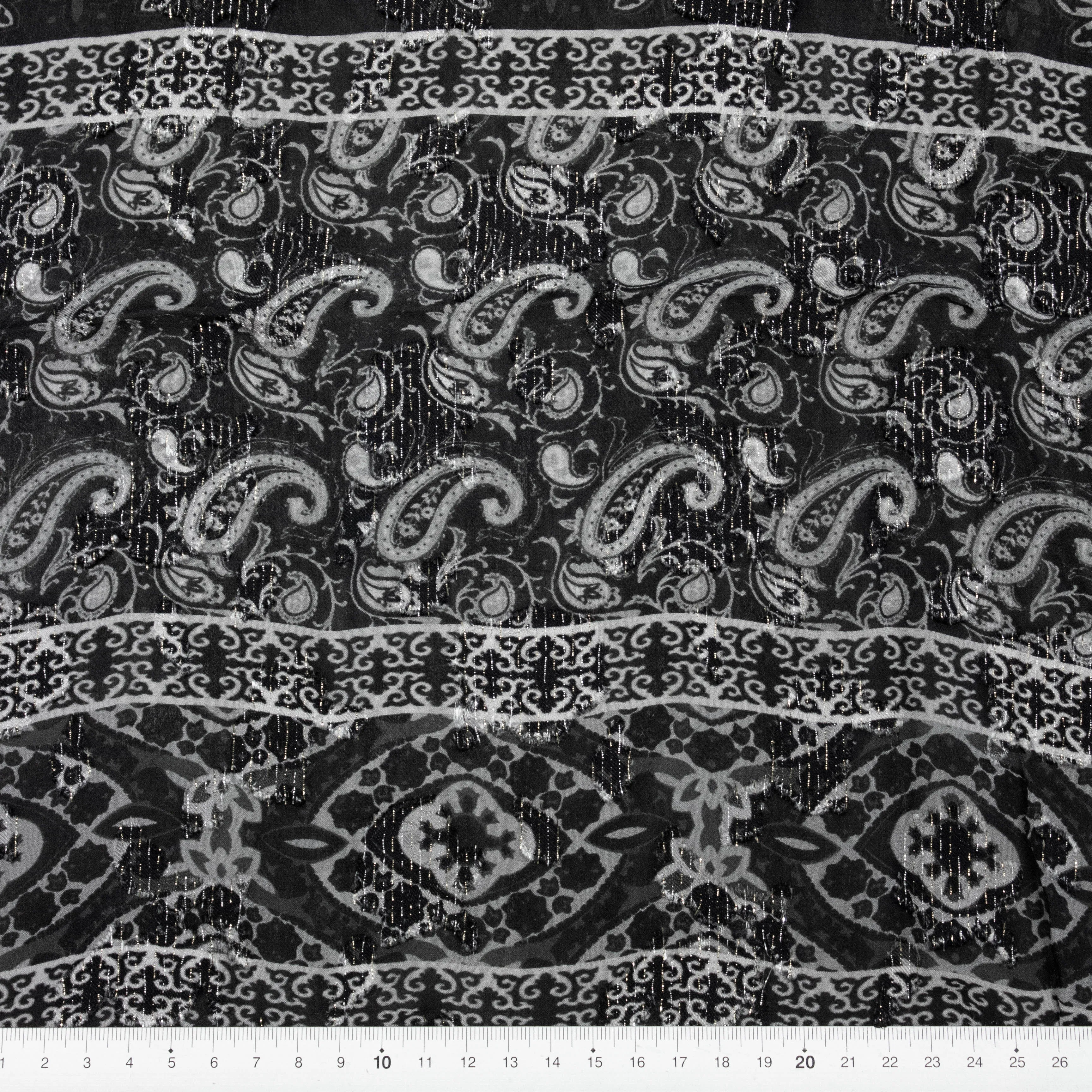 Allice Black Ornament Viscose Voile Lurex
