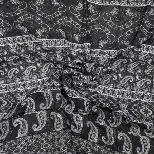Allice Black Ornament Viscose Voile Lurex