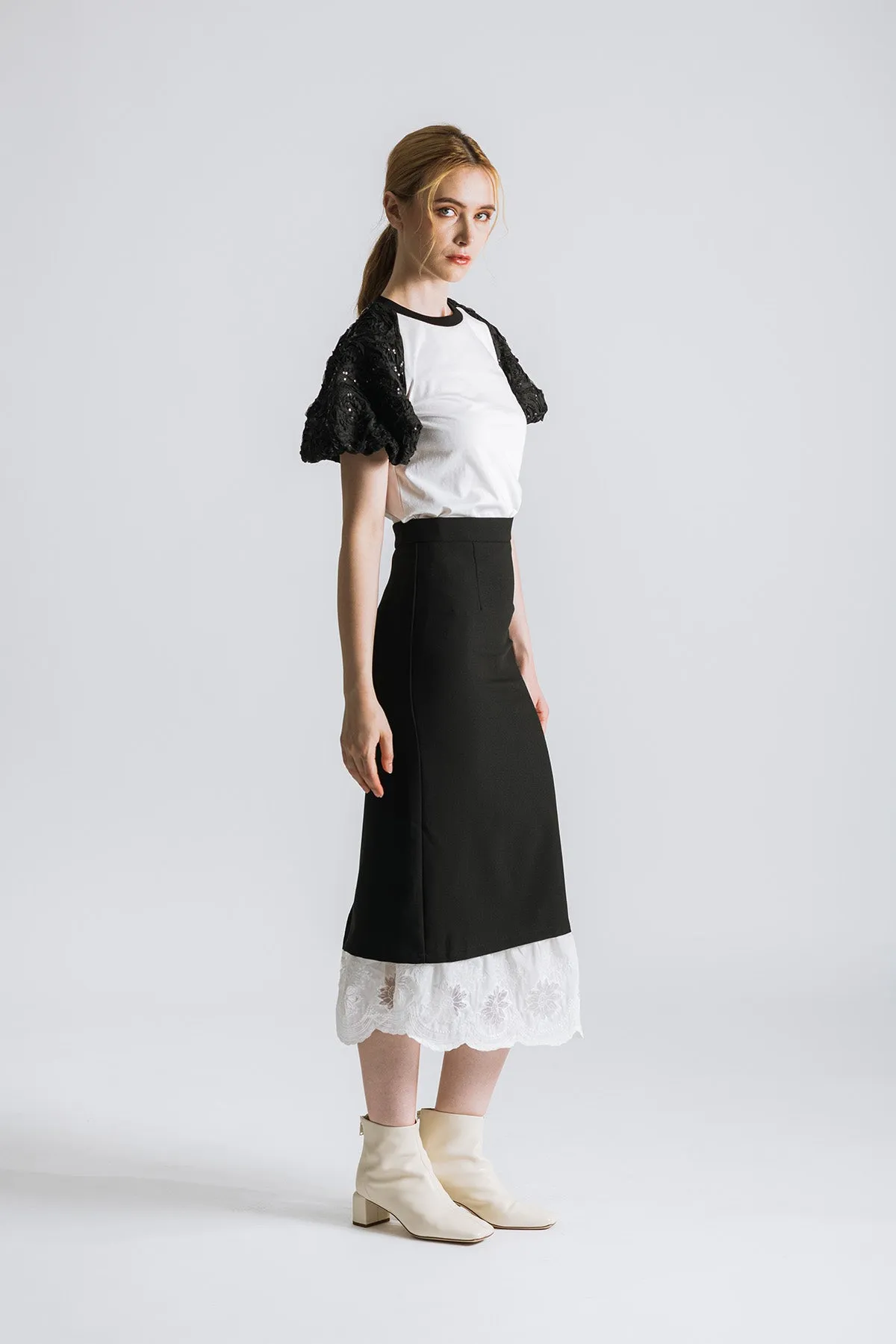 Amoritte Sequin Puff Sleeve Top