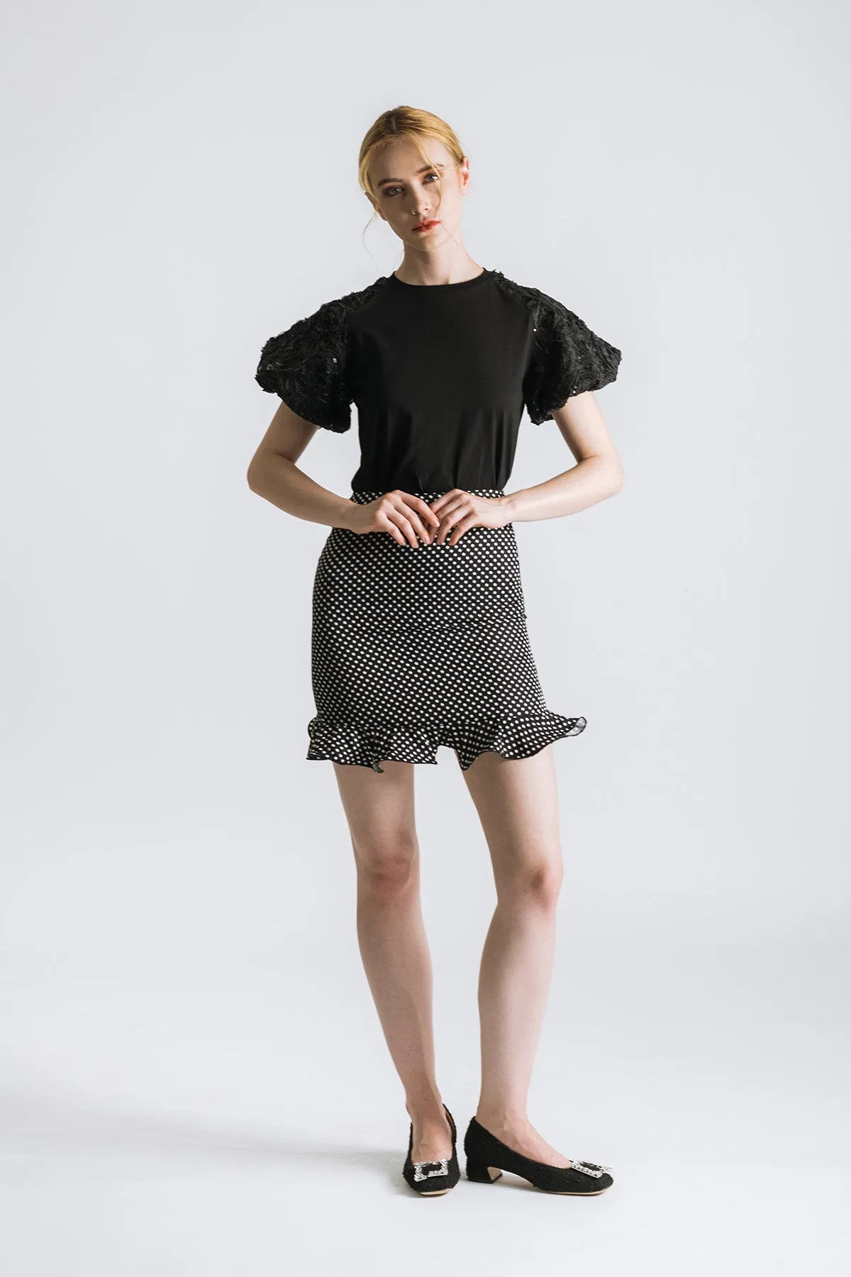 Amoritte Sequin Puff Sleeve Top