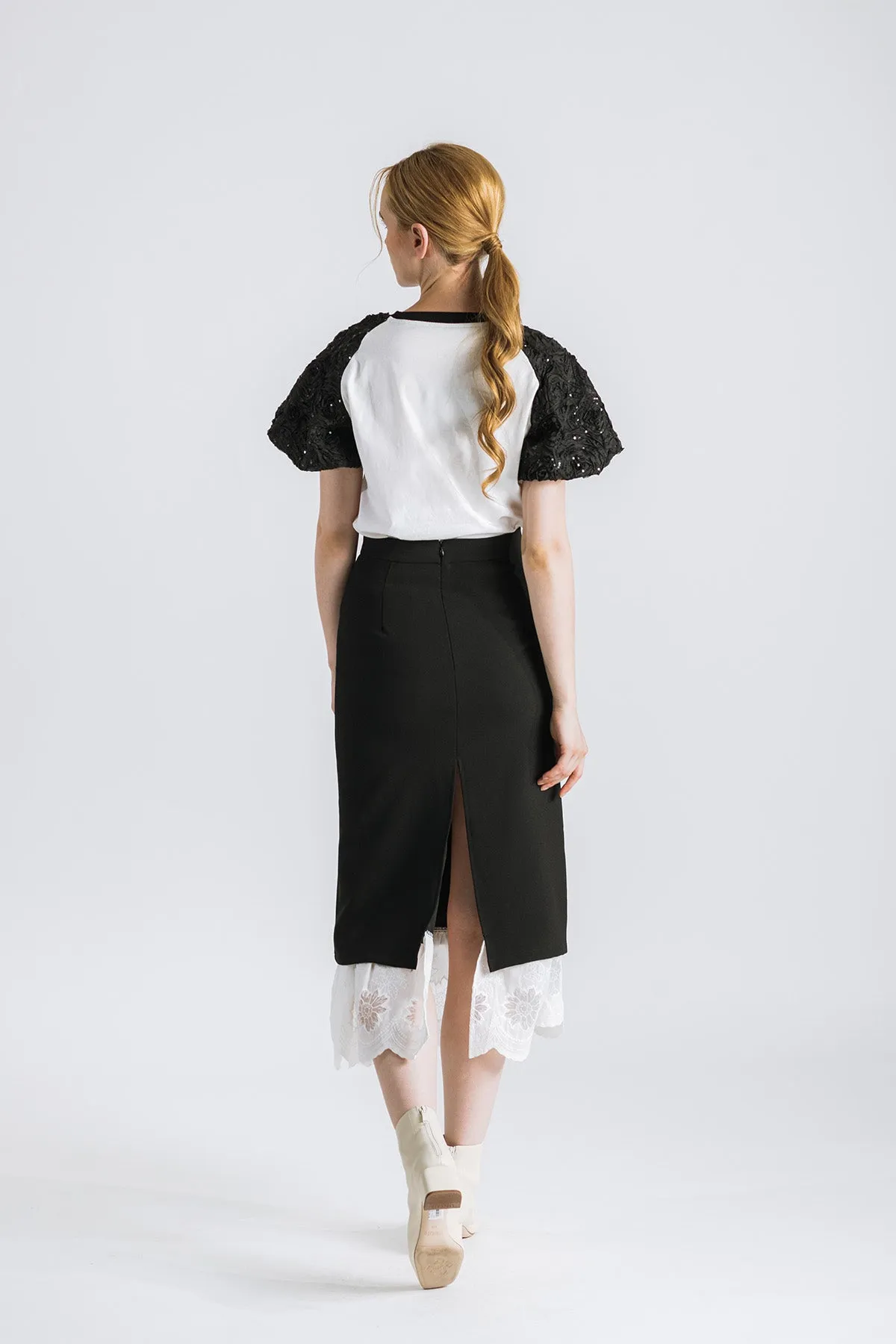 Amoritte Sequin Puff Sleeve Top