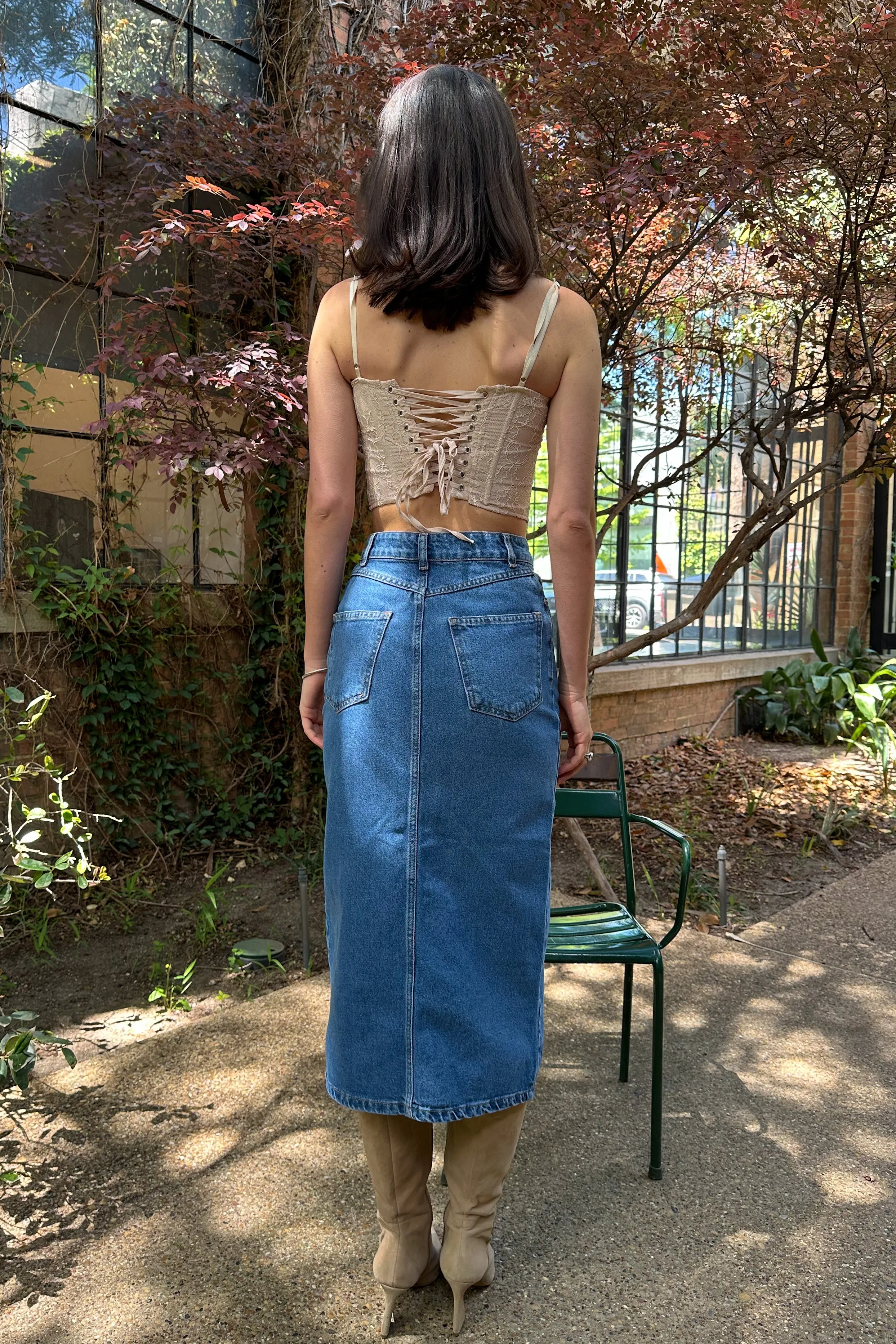 Andrea High Waisted Denim Skirt