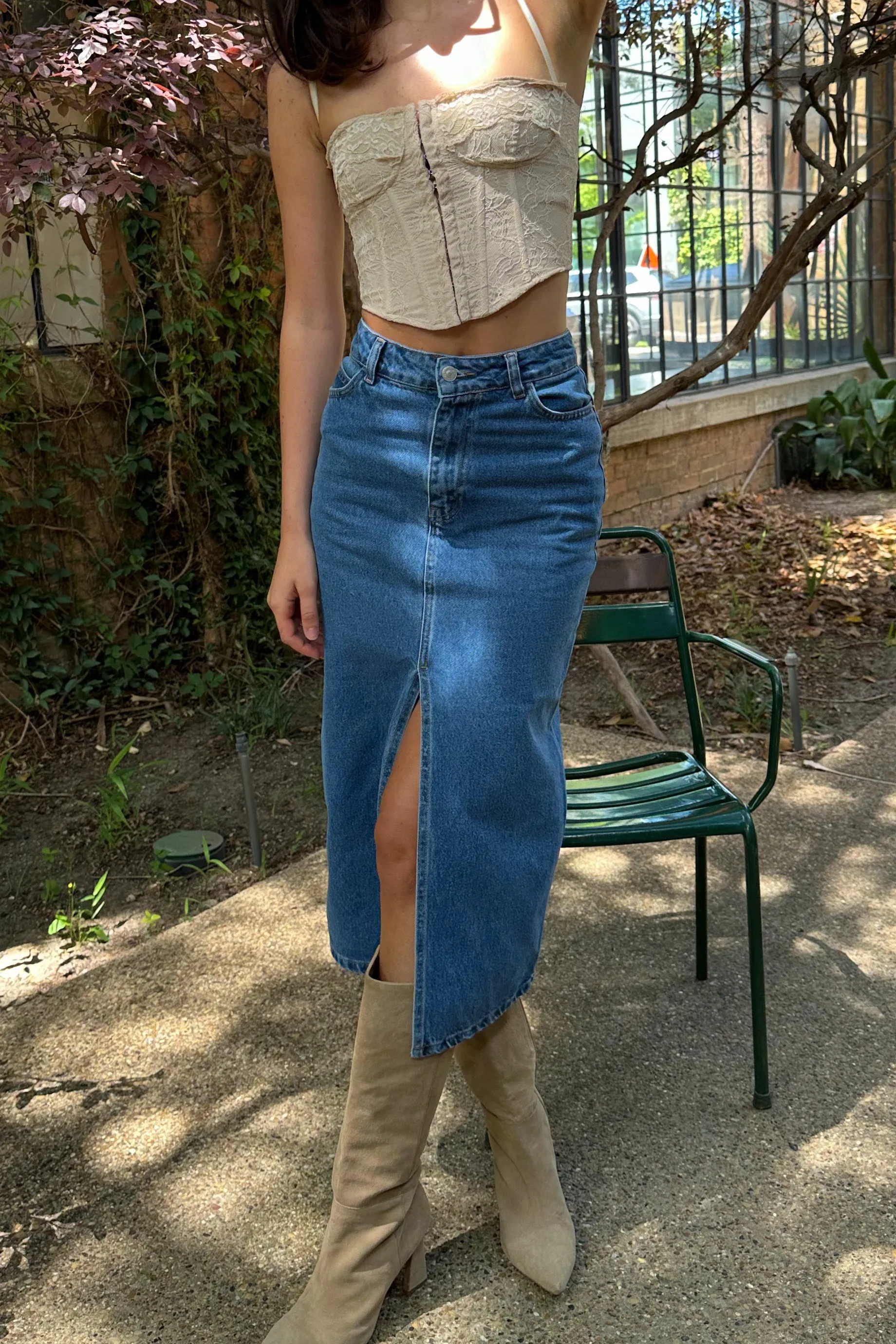 Andrea High Waisted Denim Skirt
