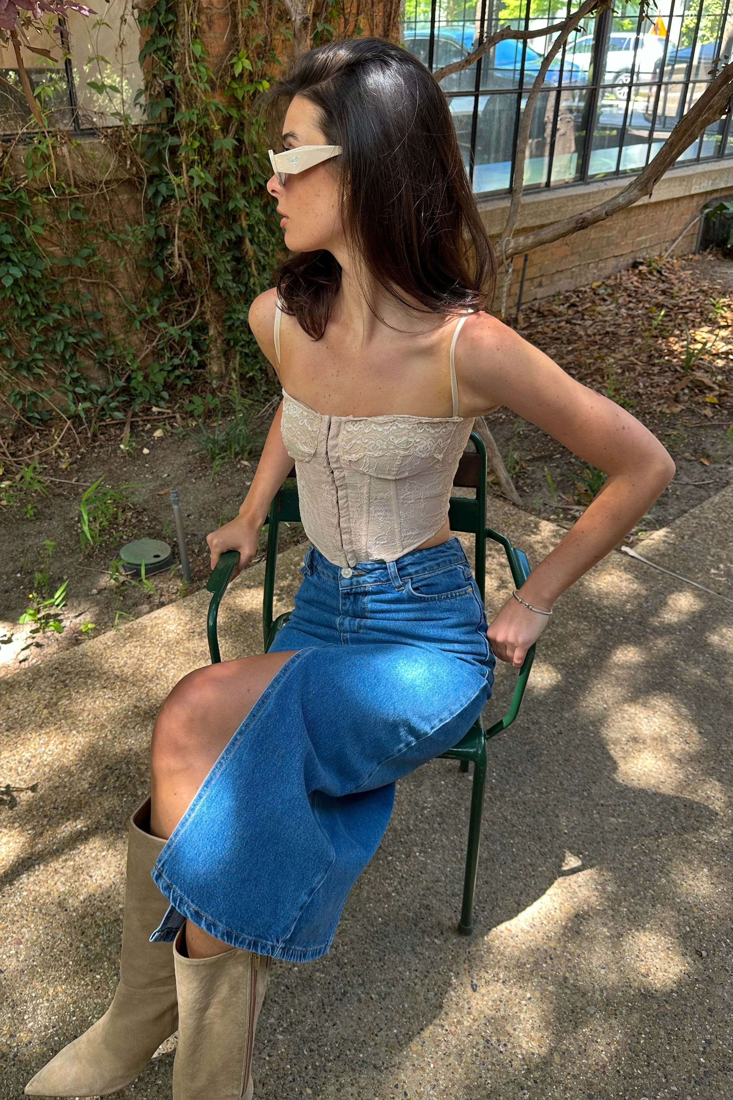 Andrea High Waisted Denim Skirt