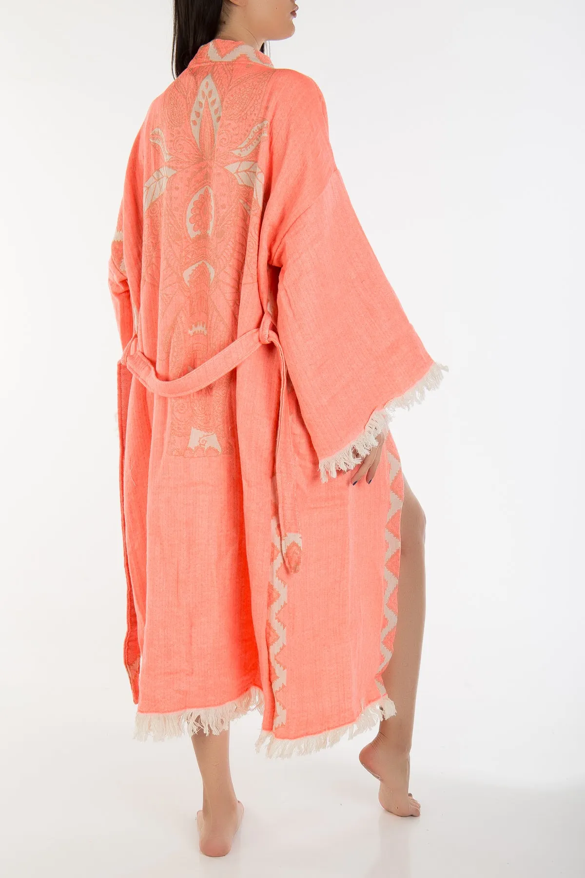 Aria - Coral Elephant Handmade Kimono