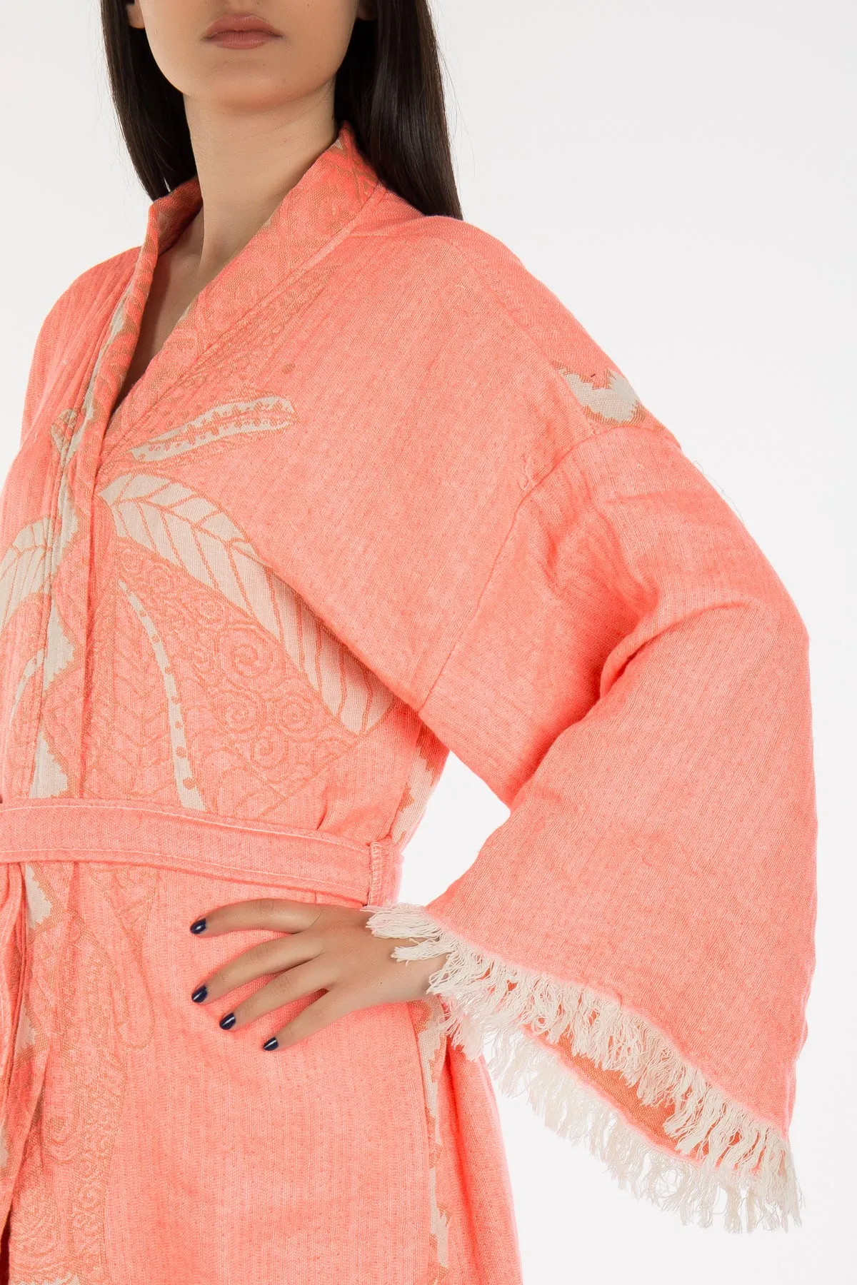 Aria - Coral Elephant Handmade Kimono