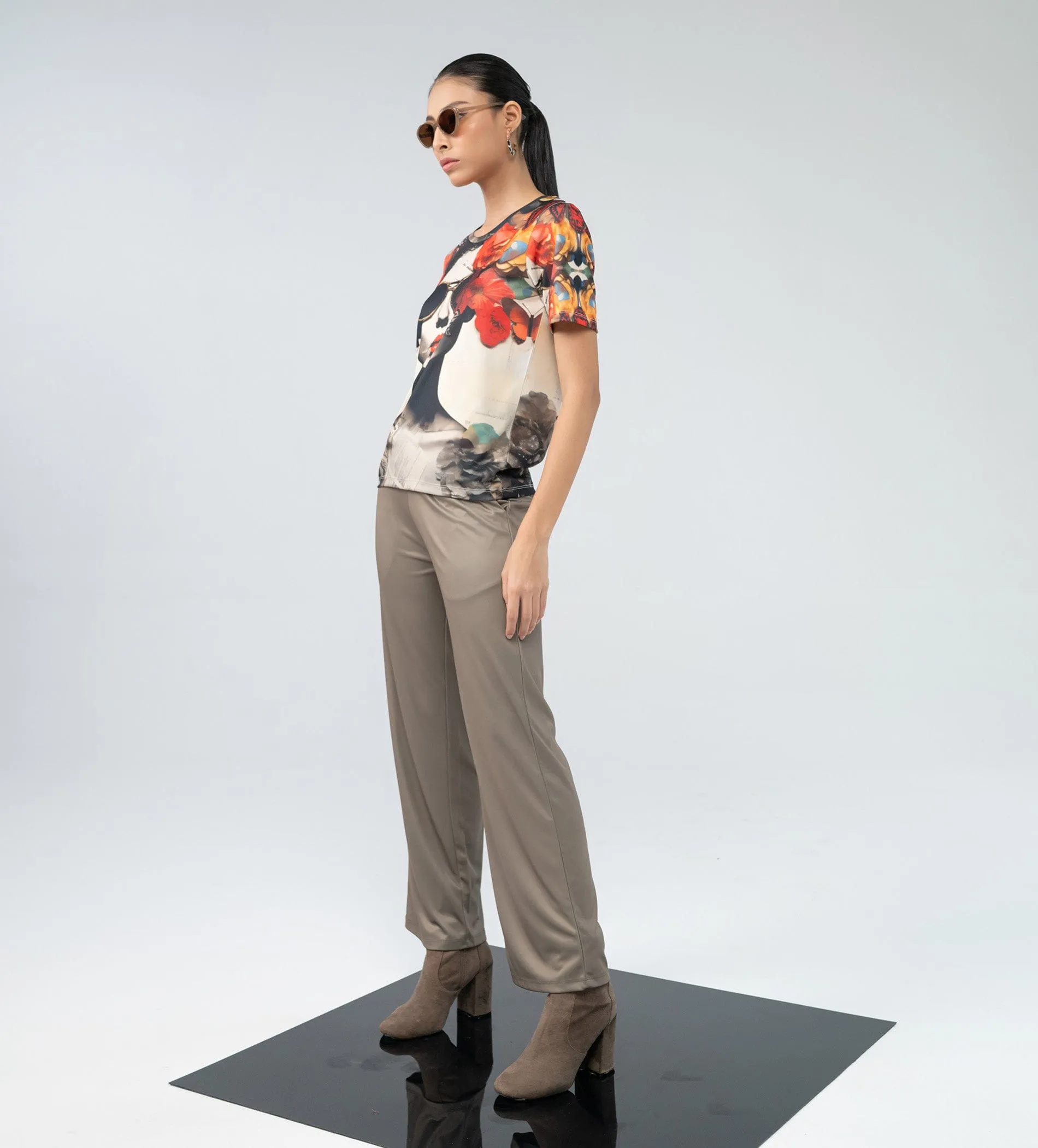 Artistic Face Print Digital Top