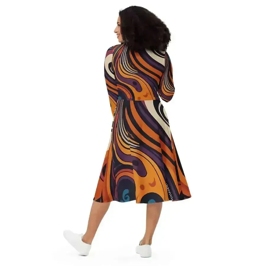 Artistic flair women’s long sleeve midi dress