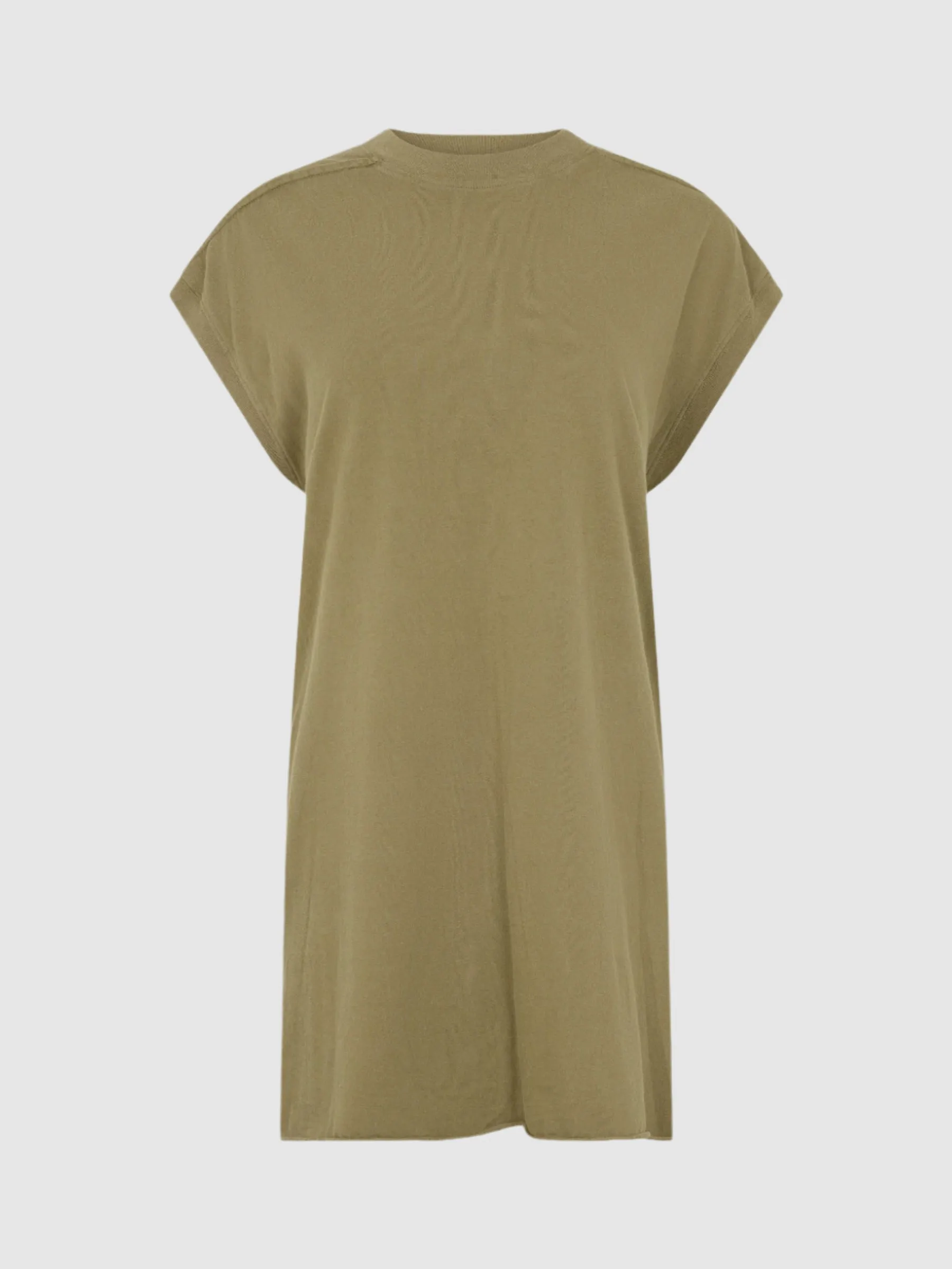 Bassike Sleeve Cut Off Tank Dress in Khaki Green