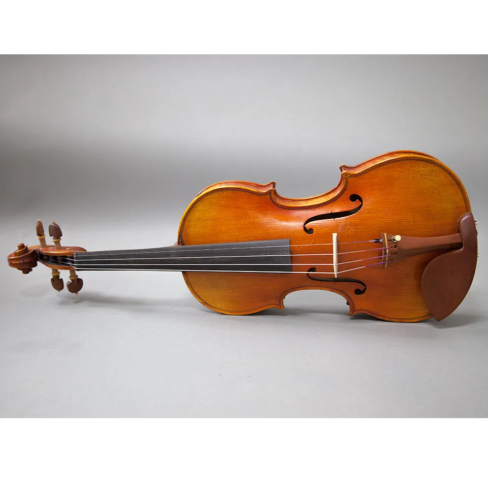Beautiful Hand Carved Castle Violin 4/4 Open Clear Tone Two Piece Maple Back