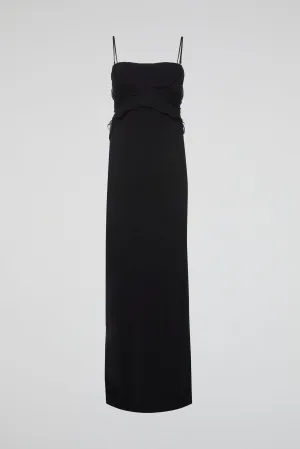 Black Evening Gown with Delicate Spaghetti Straps