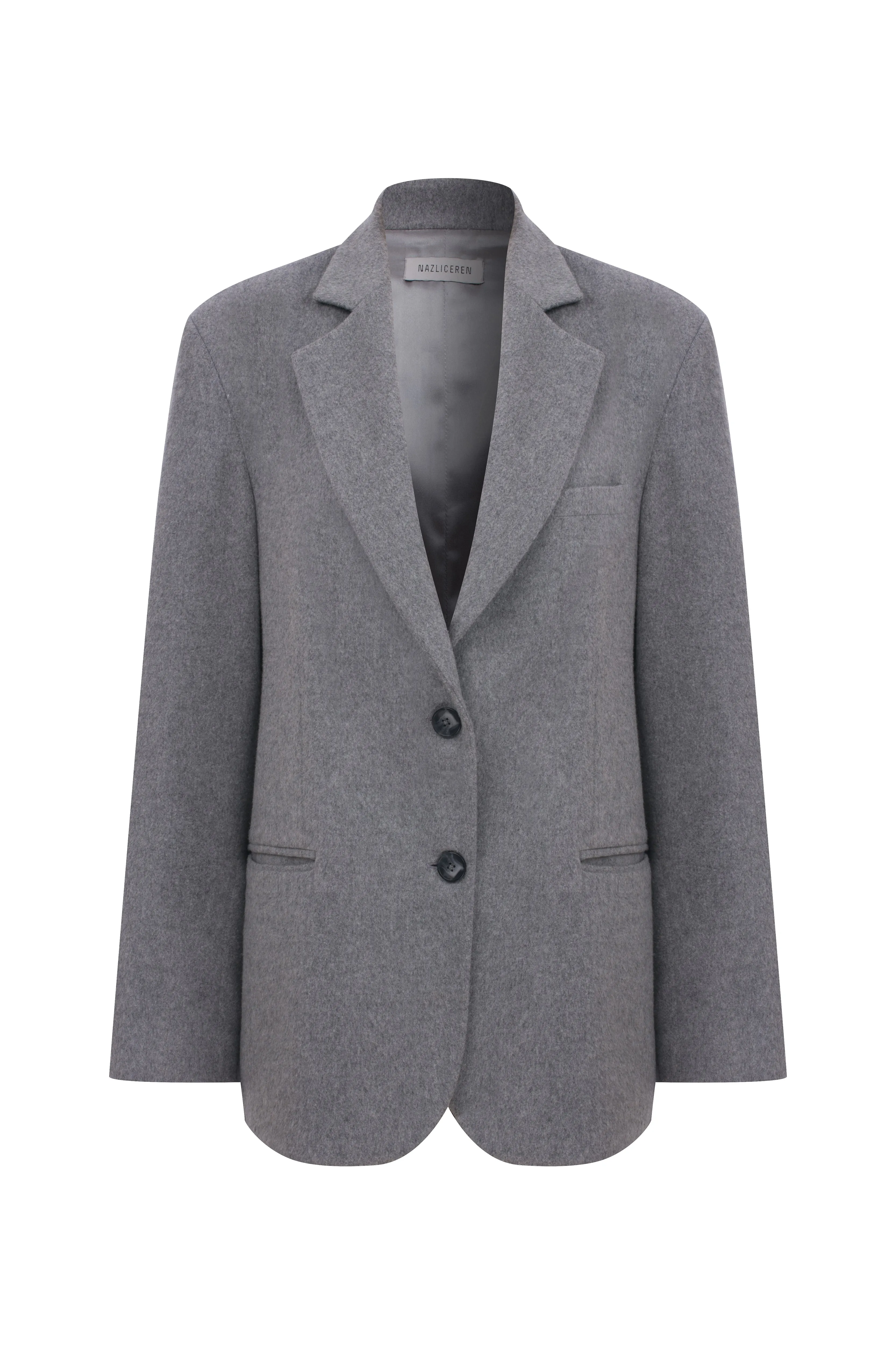 Boxy Wool Blazer in Gray