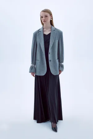 Boxy Wool Blazer in Gray
