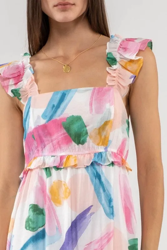 BRUSH STROKE MIDI DRESS