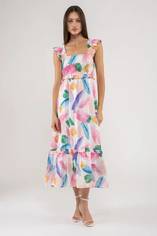 BRUSH STROKE MIDI DRESS
