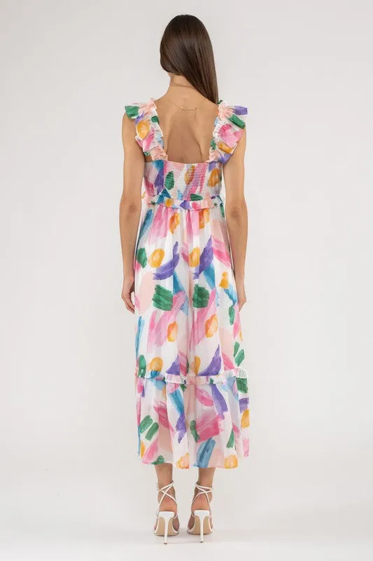BRUSH STROKE MIDI DRESS
