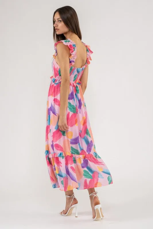 BRUSH STROKE MIDI DRESS