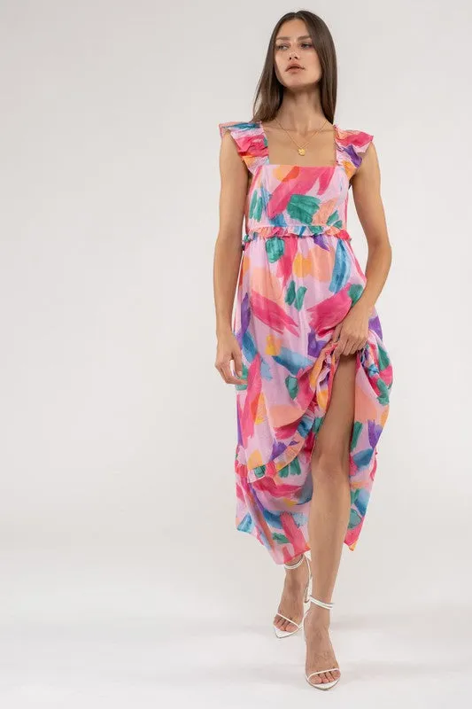 BRUSH STROKE MIDI DRESS