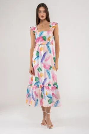 BRUSH STROKE MIDI DRESS