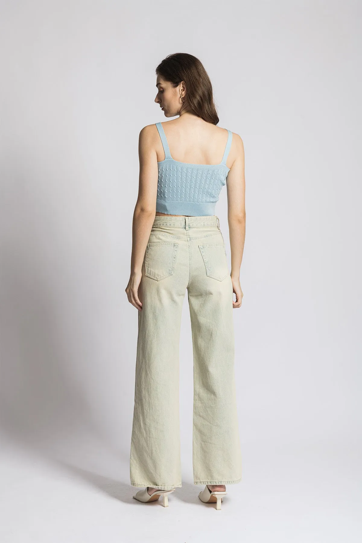 Calrinne V Neck Cropped Knitted Tank Top