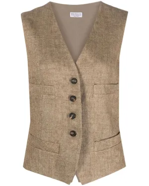 Camel and Loro Sparkling Linen Vest