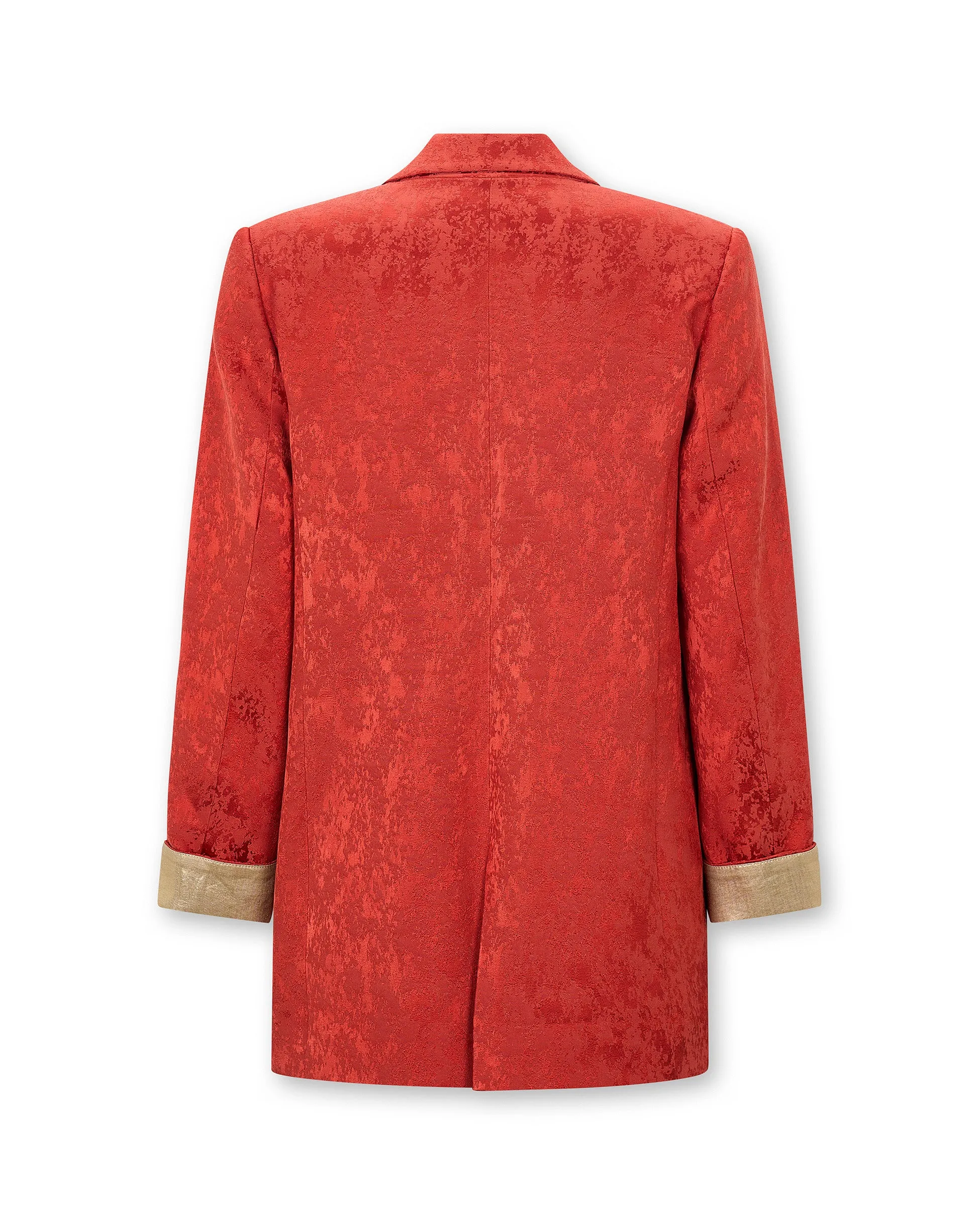 CANNES | Red Jacquard Relaxed Fit Structured Blazer