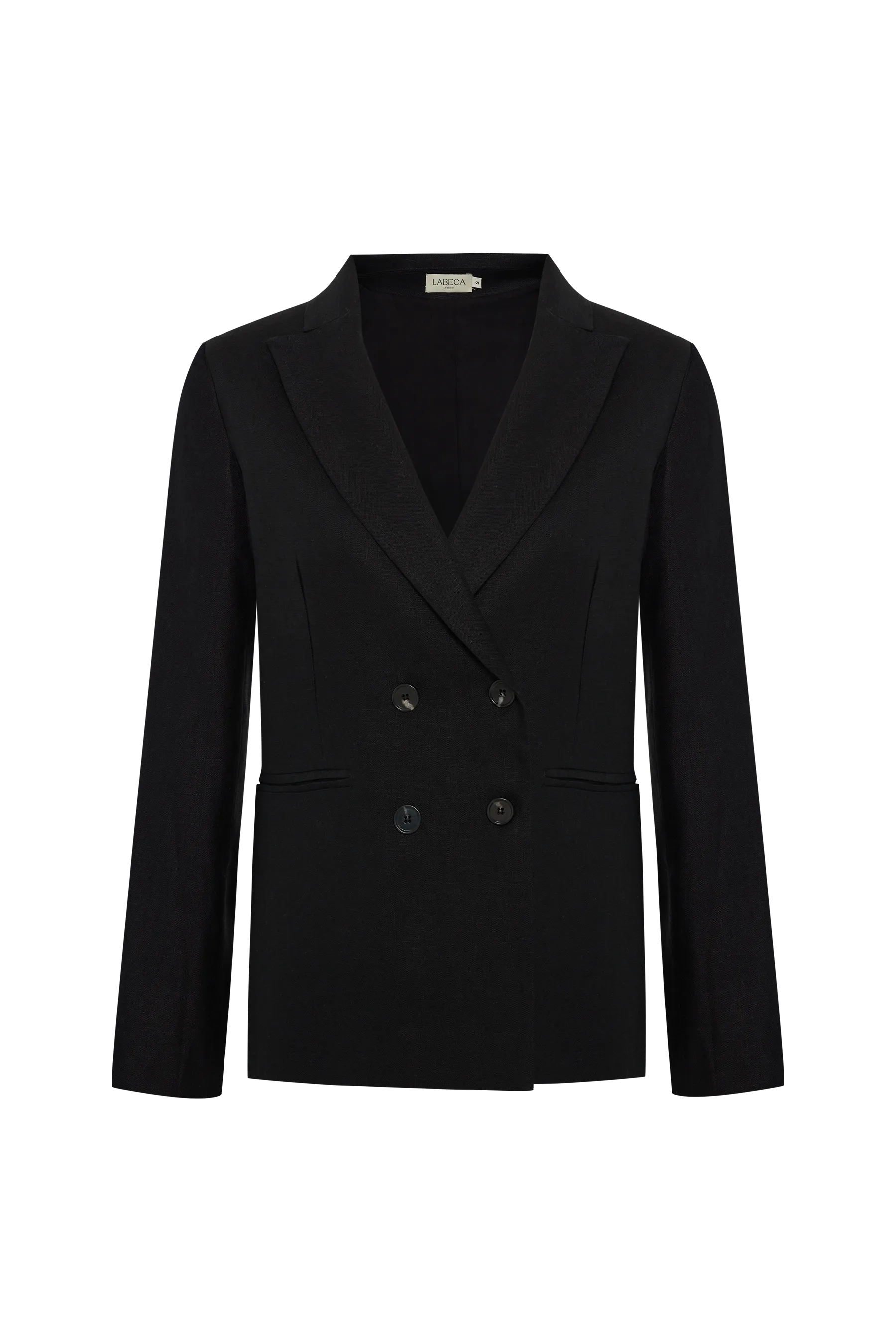 Cassie Black Linen Pleated Blazer