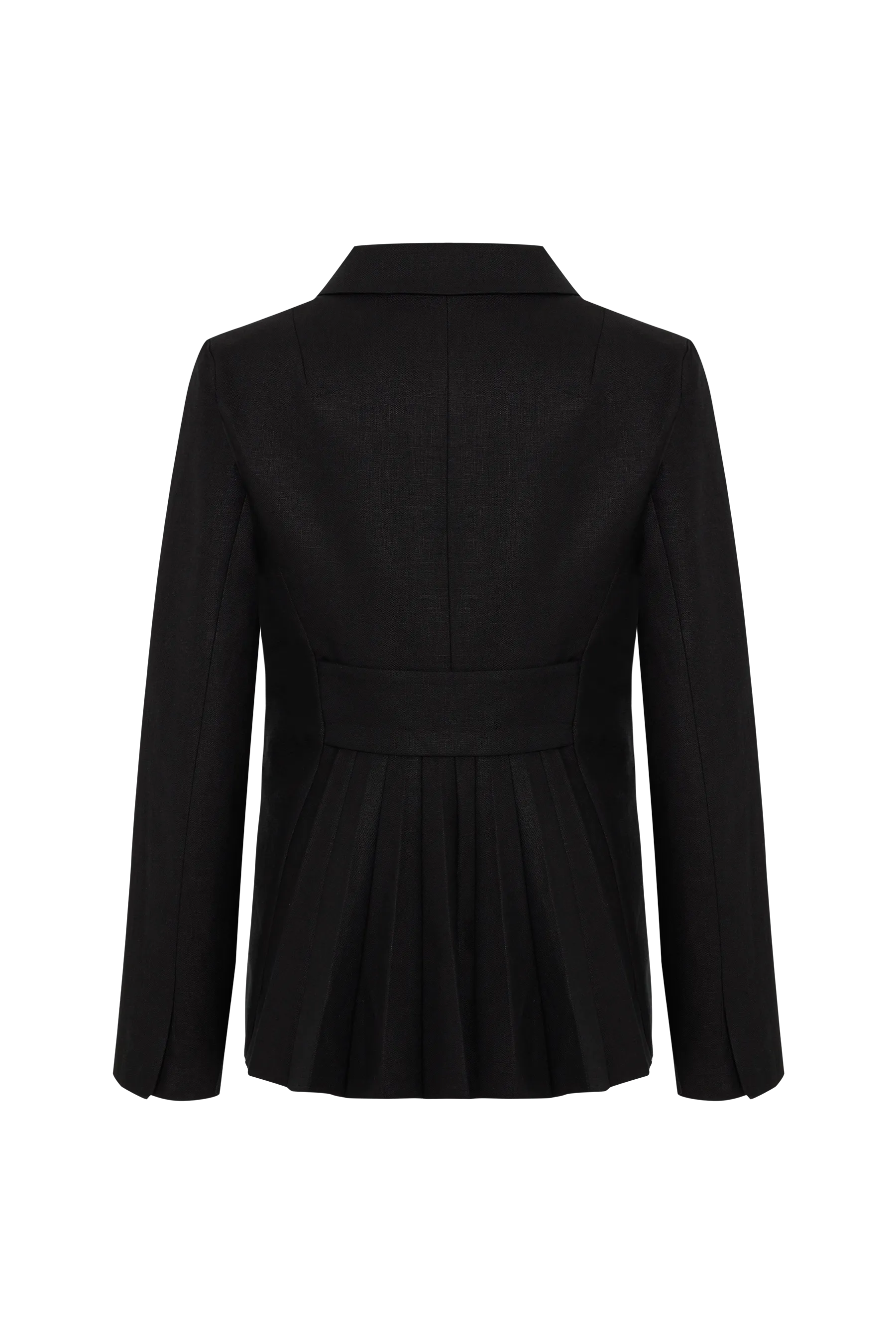 Cassie Black Linen Pleated Blazer