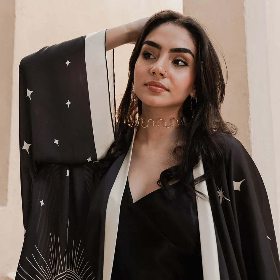Celestial Hills Long Satin Kimono
