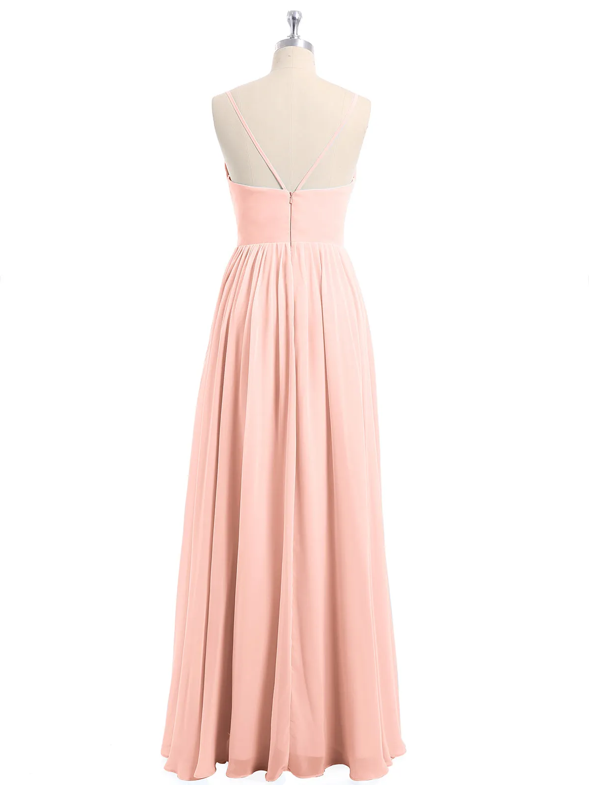 Chiffon Bridesmaid Dresses with Spaghetti Straps-Coral Plus Size