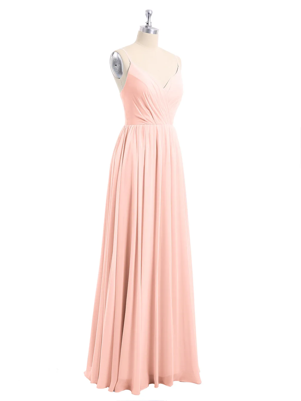Chiffon Bridesmaid Dresses with Spaghetti Straps-Coral Plus Size