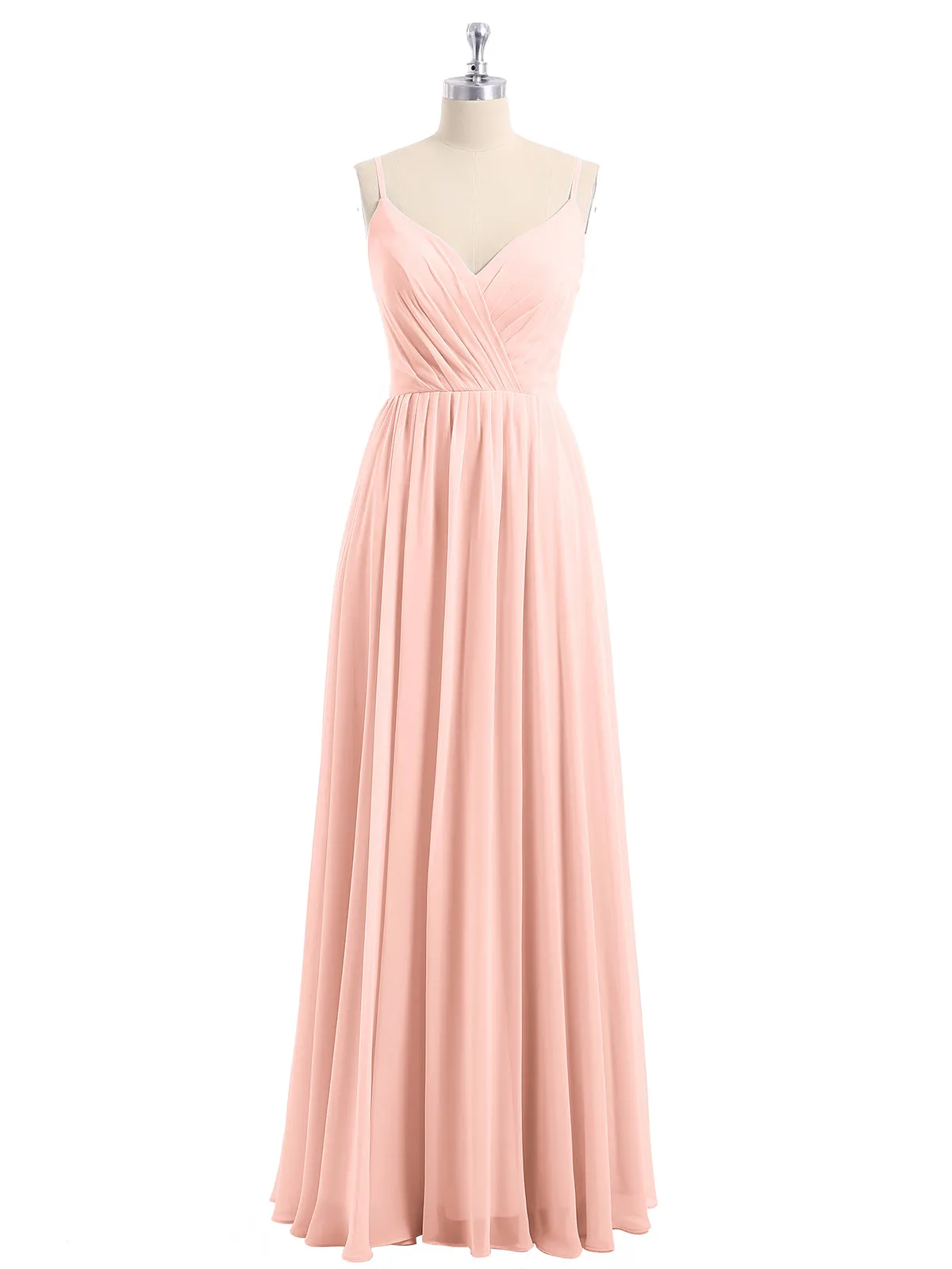 Chiffon Bridesmaid Dresses with Spaghetti Straps-Coral Plus Size