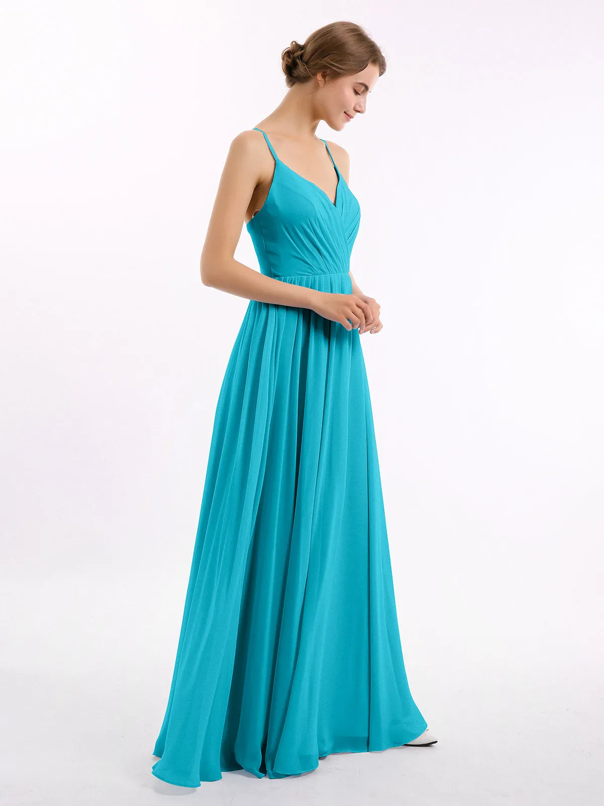 Chiffon Bridesmaid Dresses with Spaghetti Straps-Jade