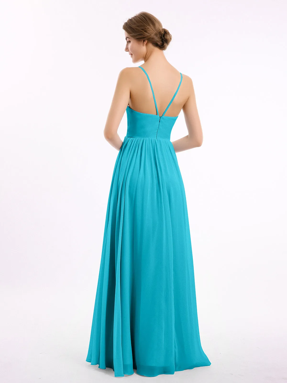 Chiffon Bridesmaid Dresses with Spaghetti Straps-Jade