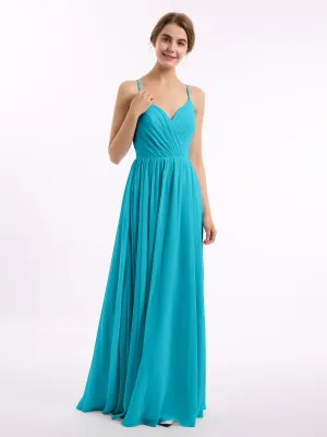 Chiffon Bridesmaid Dresses with Spaghetti Straps-Jade