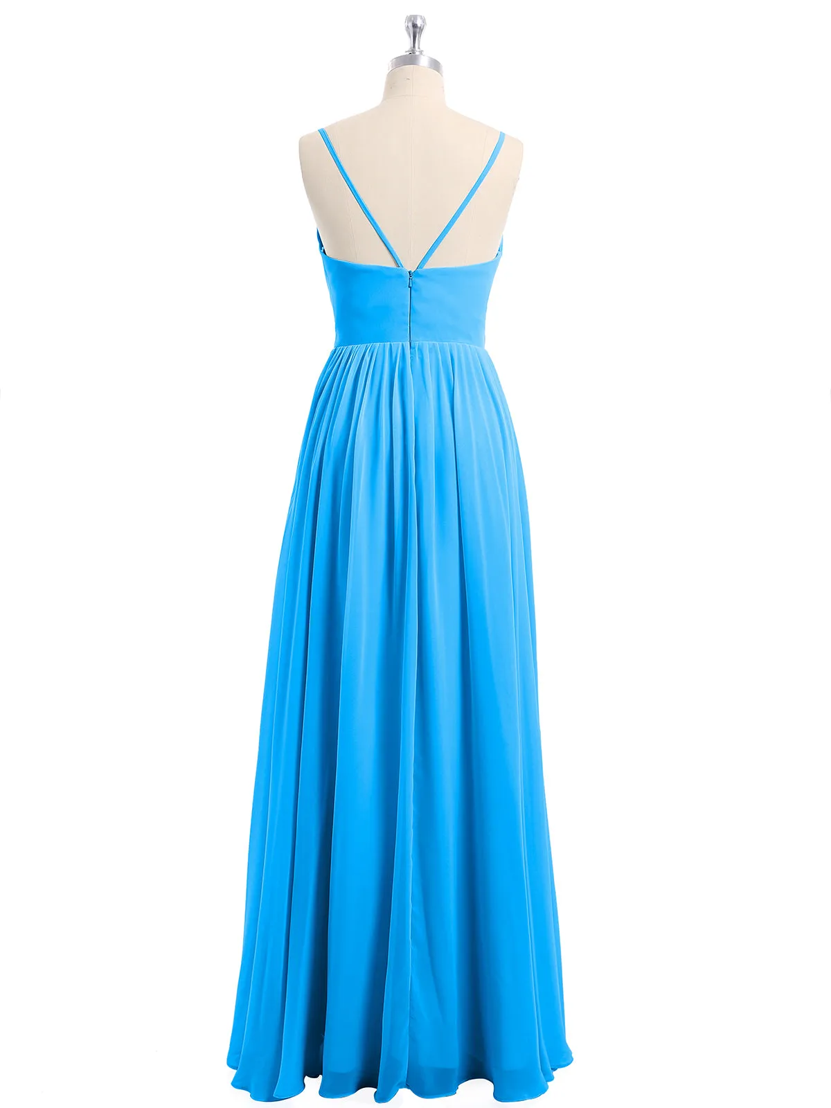 Chiffon Bridesmaid Dresses with Spaghetti Straps-Ocean Blue Plus Size