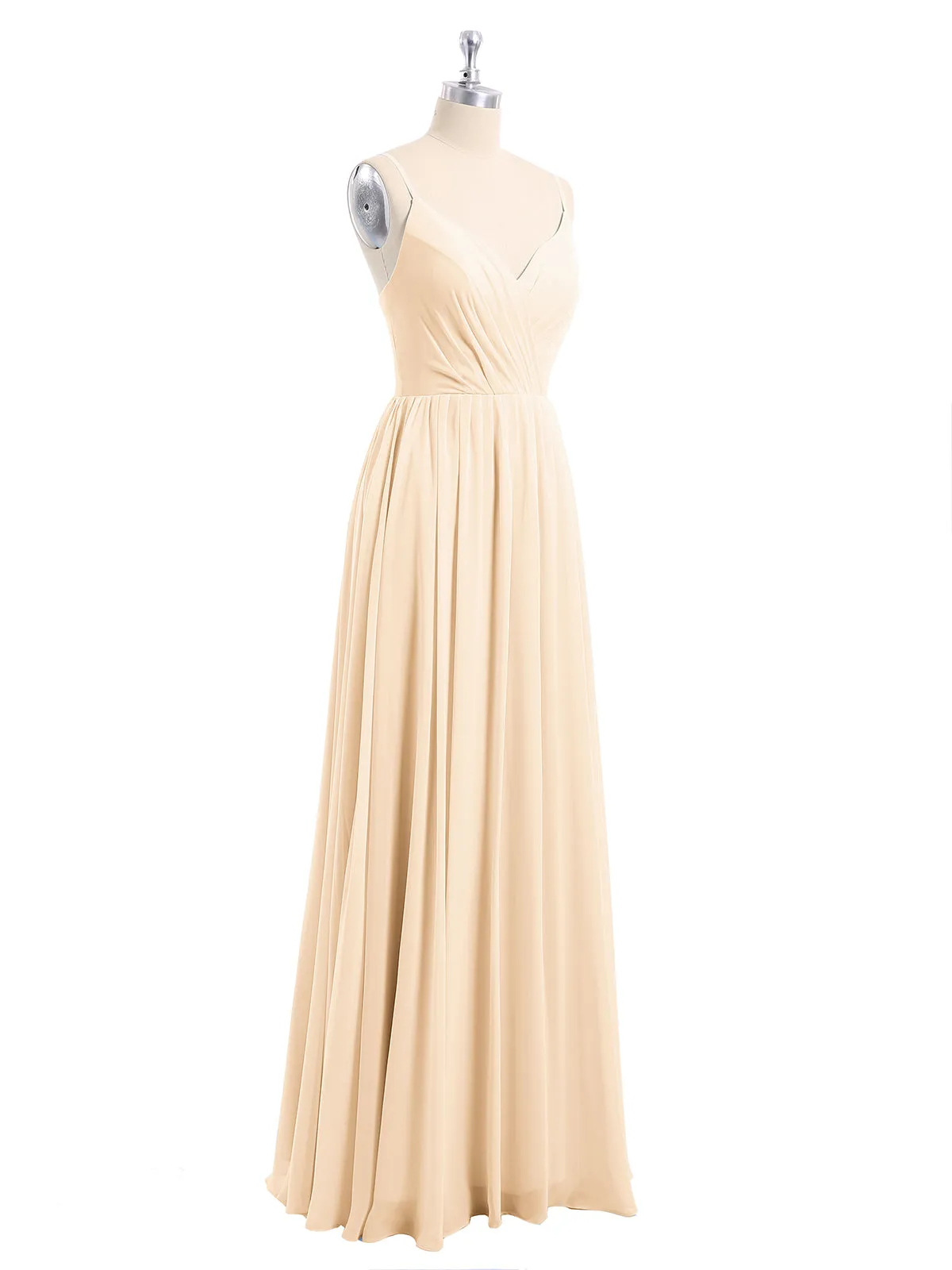 Chiffon Bridesmaid Dresses with Spaghetti Straps-Peach Plus Size