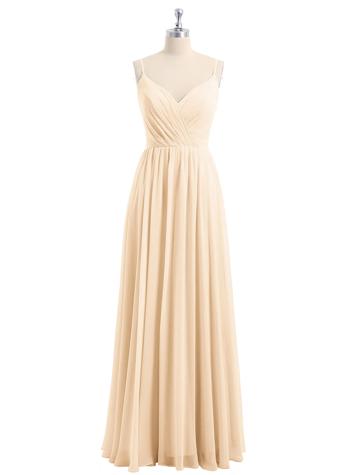Chiffon Bridesmaid Dresses with Spaghetti Straps-Peach Plus Size