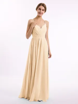 Chiffon Bridesmaid Dresses with Spaghetti Straps-Peach Plus Size