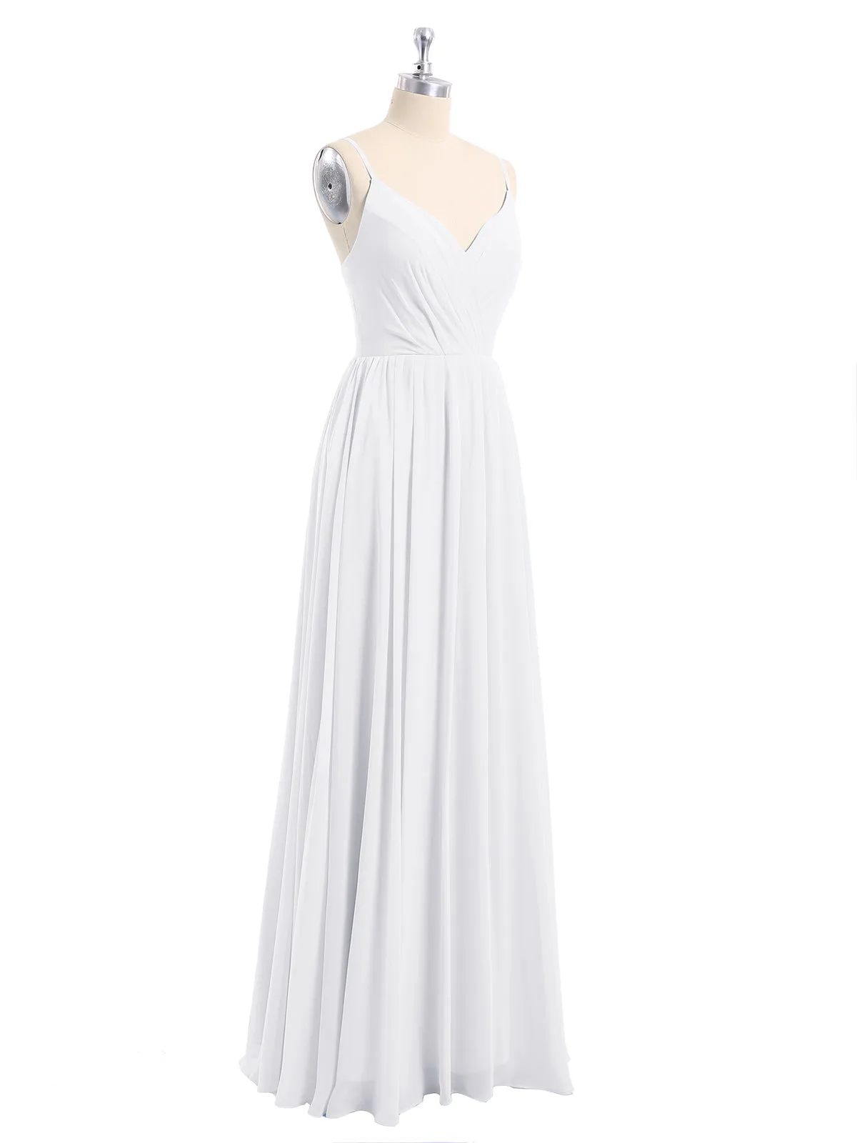 Chiffon Bridesmaid Dresses with Spaghetti Straps-White Plus Size
