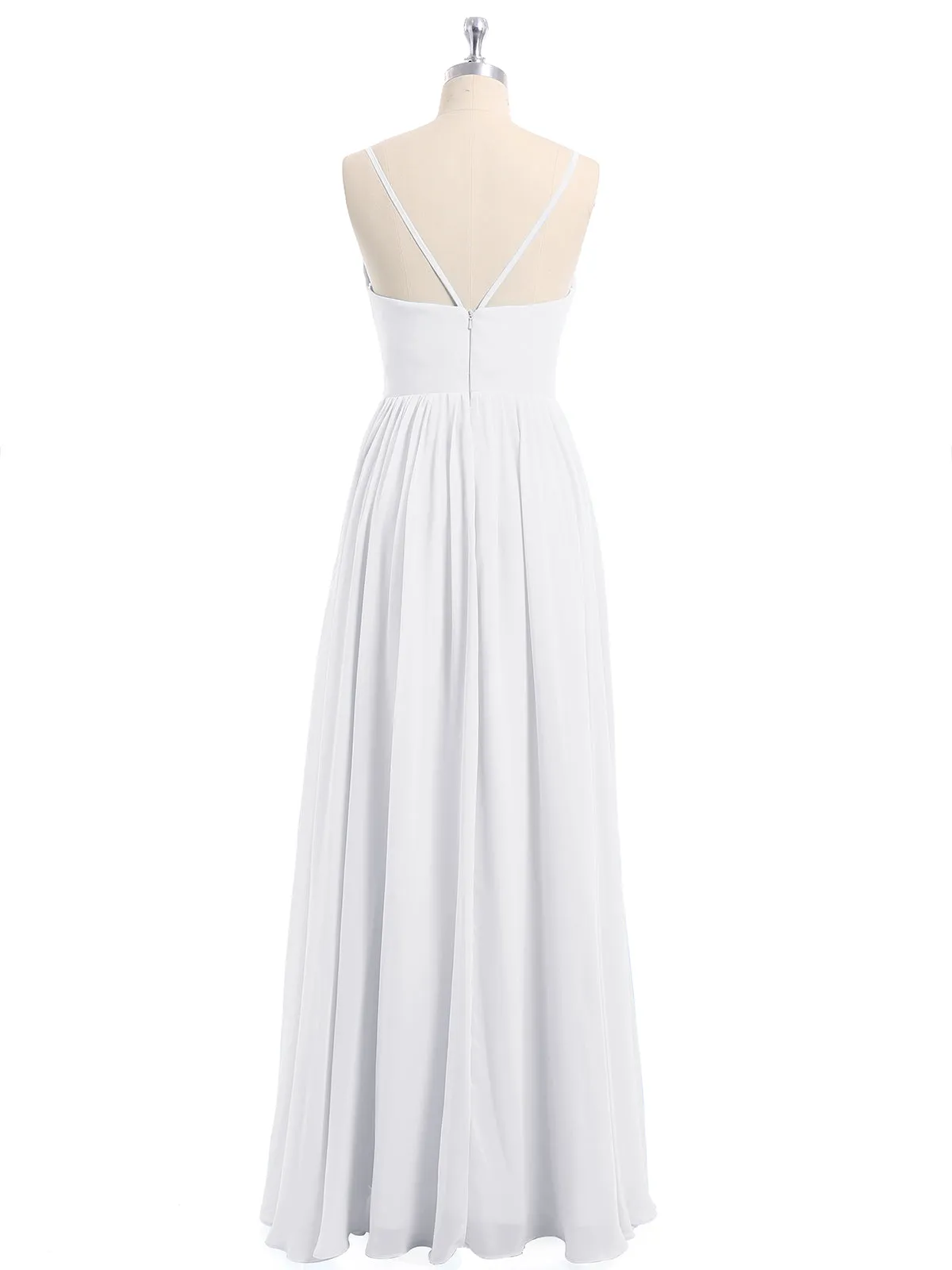 Chiffon Bridesmaid Dresses with Spaghetti Straps-White Plus Size