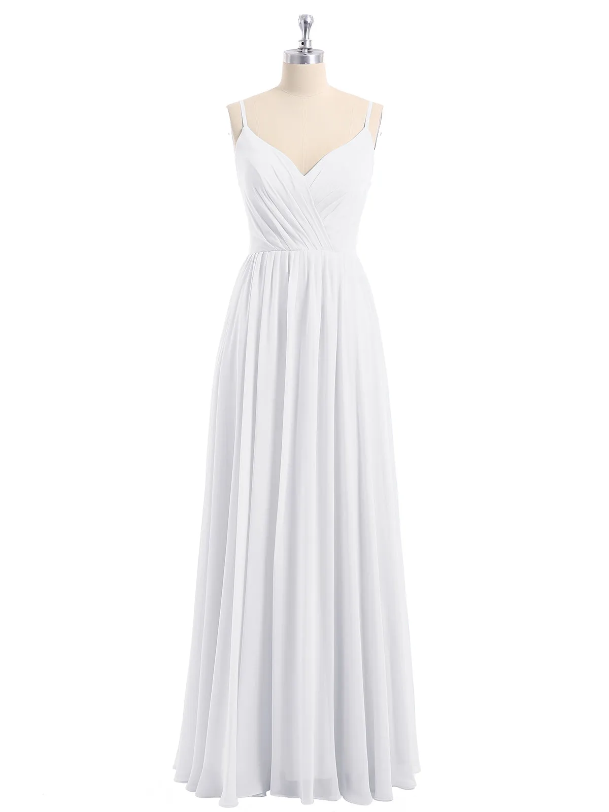 Chiffon Bridesmaid Dresses with Spaghetti Straps-White Plus Size