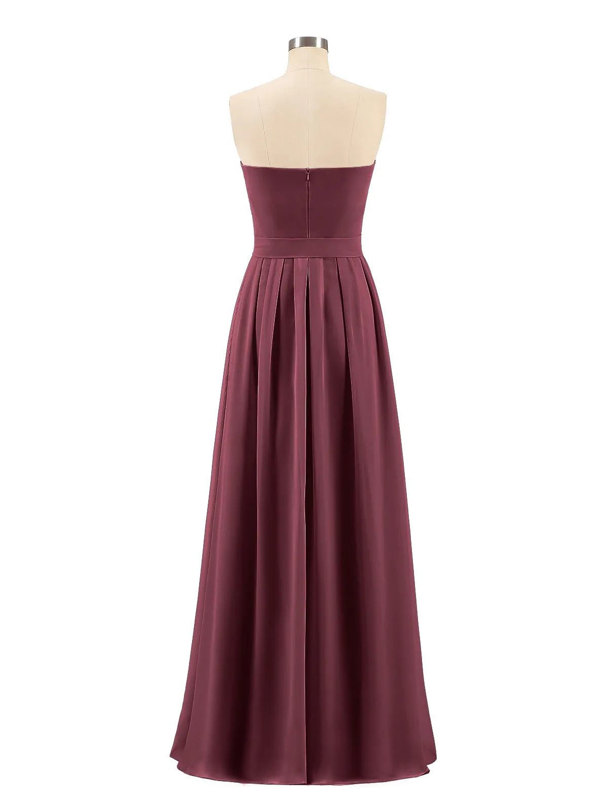 Chiffon Strapless Bridesmaid Gown with Sash-Cabernet Plus Size