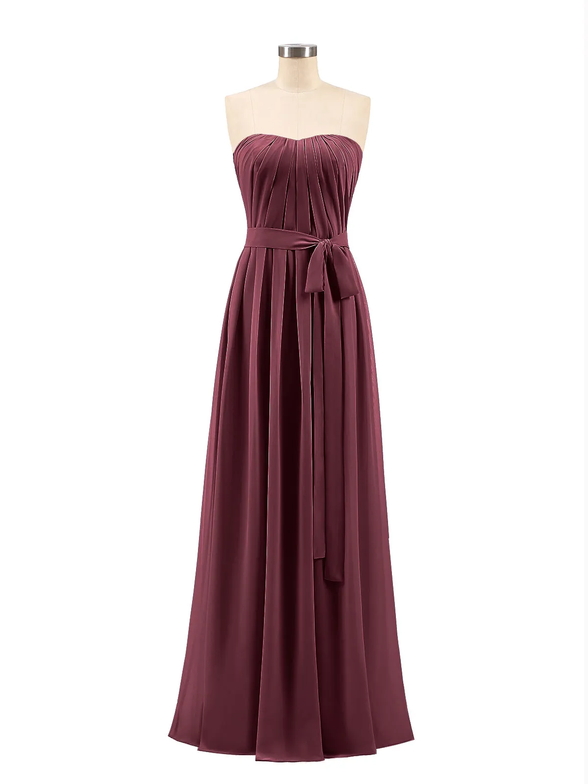 Chiffon Strapless Bridesmaid Gown with Sash-Cabernet Plus Size