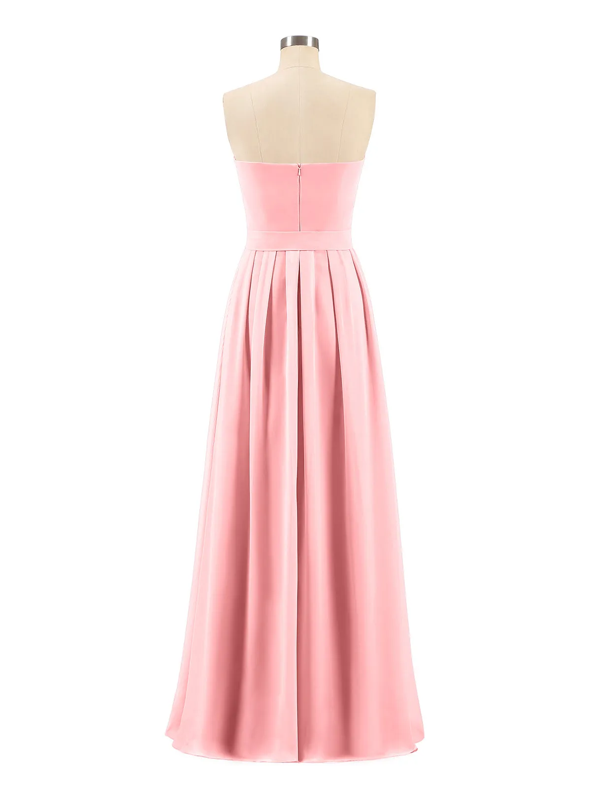 Chiffon Strapless Bridesmaid Gown with Sash-Flamingo